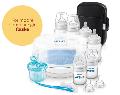Basissett for mating med t&aring;teflaske: flasker, dampsterilisator fra Philips Avent