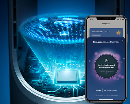 Air+-appen fra Philips, telefonskjerm med varslingsfunksjon